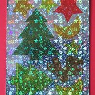 NEU Sticker Bogen "holo" bunt Weihnachts Aufkleber Folie Stern Baum Mond Bastel 2