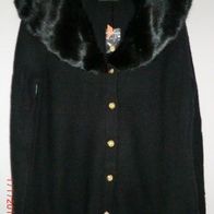 Damen Blazer Jacke Cardigan schwarz grobstrick abnehmbarer Fellkragen Gr. 40 Neu