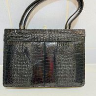 Echt Vintage Kroko-Tasche schwarz 50er/60er Jahre
