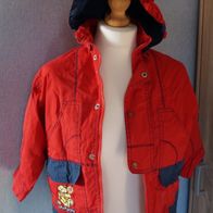Jacke mit niedlichen Bärenstickerei Größe 104 abnehmbare Kapuze rot blau