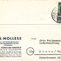 F. B. Molless St. Tönis bei Krefeld Leder Schuhbedarf Kleve 1952