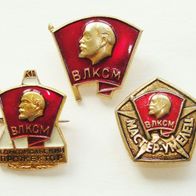3 x UdSSR Komsomol Mitglidsabzeichen - WLKSM