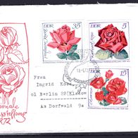 DDR 1972 Internationale Rosenausstellung, Erfurt (I) MiNr. 1763, 1765, 1768 FDC gelau