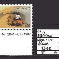 Aland 1987 100 Jahre Feuerwehr auf Aland MiNr. 23 postfrisch Leerfeld unten