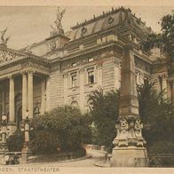 alte AK Wiesbaden vor 1945, Staatstheater, kolorierte Karte