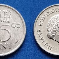 206(1) 25 Cents (Niederlande) 1965 in vz ............. von * * * Berlin-coins * * *