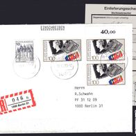 BRD / Bund 1990 150 Jahre Briefmarken MiNr. 1479 3 Mal auf Brief gestempelt