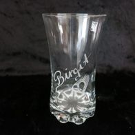 Namensglas Glas mit eingeschliffenen Namen "Birgit" und Herz Dekoglas Bormioli