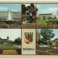 DDR Ansichtskarte Dessau Haus des Reisens, Kentaur, Scheibe Nord, HO-Hotel, Post