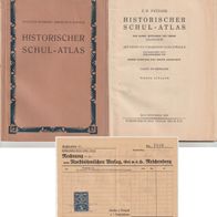 Historischer Schulatlas 1930 mit Rechnung an Prof Friedrich Fiedler in Reichenberg