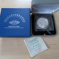 China Panda Beijing Internationale MünzenBörse10 Yuan2004, Folie, COA, Etui, gilded