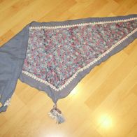 Tuch Dreieckstuch blau Spitze Blumen Bommel NEU