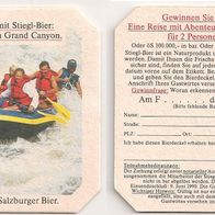 Stiegl Bier, Salzburg - alter Bierdeckel "Rafting durch den Grand Canyon" aus 1990