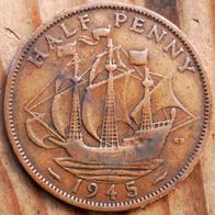 Half Penny 1945 Großbritannien