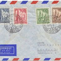 BERLIN FDC 1953 MiNr 106-109 Aufbau Kaiser-Wilhelm-Gedächtniskirche Bedarfs-FDC