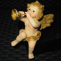 NEU: Kantenhocker Engel mit Trompete sitzend Putte Deko Weihnachts Figur gold 1