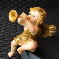 NEU: Kantenhocker Engel mit Trompete sitzend Putte Deko Weihnachts Figur gold 2