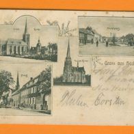 Hückelhoven Gruß aus Hückelhoven gelaufen ca.1902 mit 4 Ansichten Marktplatz,