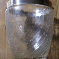 Eiswürfelbehälter Craquele Glas Eiskorb Metallrand Henkel versilbert H12cm Ø10,5cm