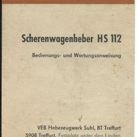 Bedienungsanleitung TAKRAF Scherenwagenheber HS 112 Wagenheber VEB DDR Wartung.