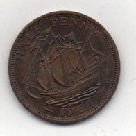 Münze England Half Penny 1964