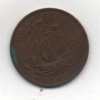 Münze England Half Penny 1941.