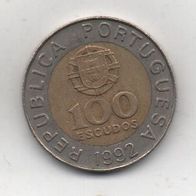 Münze Portugal 100 Escudos 1992.