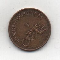 Münze Norwegen 50 Öre 1996