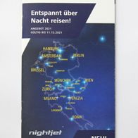 Fahrplanheft ÖBB nightjet, Angebot 2021, gültig bis 11.12.2021