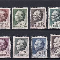 Jugoslawien, 1967, 1968, Tito, 8 Briefm., gest