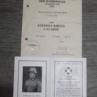 Original Urkunde Eisernes Kreuz 2. Kl. Uffz. vom 01./ Gren. Rgt. 236 + Sterbebild