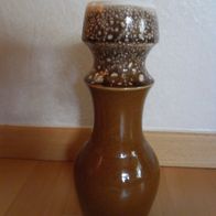 Vase Keramik Retro - Vintage , braun-weiß glasiert, 24,5 cm hoch