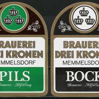 ALT ! Bieretiketten Brauerei Drei Kronen Memmelsdorf Lkr. Bamberg Oberfranken