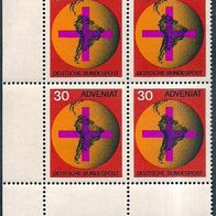 4x Briefmarke Adveniat von 1967 Block postfrisch Eckrandstück