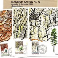3 Maximum Karten Liechtenstein Baumrinden Nr. 70 von 1986