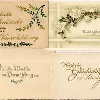 4 alte Karten Glückwünsche zur Vermählung Hochzeit
