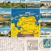 AK Insel Langeoog Mehrbildkarte mit Landkarte von 1978 in Farbe