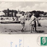 AK Heringsdorf Ostsee - Strandleben s/ w von 1962 (?)