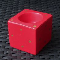 NEU Teelicht Halter Keramik rot mit Punkten 6,5x6,5cm Kerzen Leuchter Weihnachts