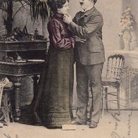AK Ehepaar mit Gedicht - Serie "Der Eifersüchtige". Gestempelt 1903
