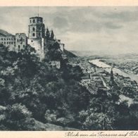 AK Heidelberg Blick von der Terrasse auf Schloss und Stadt
