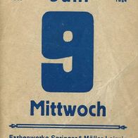 Original Kalenderblatt 9. Juni 1926 Geburtstag Werbung Springer & Möller Leipzig