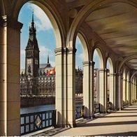 AK Hamburg Alsterarkaden und Rathaus von 1962