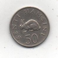 Münze Tanzania 50 Senti Hamsini 1966