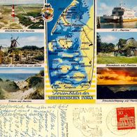 AK mit Landkarte "Ferienbäder der Nordfriesischen Inseln" Amrum von 1972 in Farbe