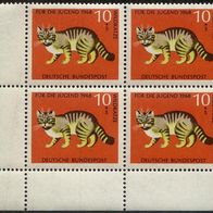 4x Briefmarken 1968 Wohlfahrt Jugend Wildkatze Block postfrisch Eckrandstück