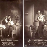 2 AK Sprüche Gedichte Verse "Des Lebens schönste Stunde" von 1917 mit Soldat