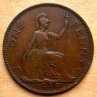 One Penny 1939 Großbritannien