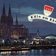 AK Köln am Rhein nachts von 1975
