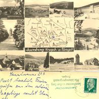 AK Auersberg Erzgebirge Mehrbildkarte mit Landkarte von 1963